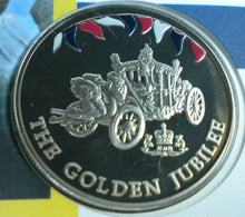 Load image into Gallery viewer, 2002 HM QUEEN ELIZABETH II GOLDEN JUBILEE, FALKLAND ISLAND 50p CROWN COIN  PNC
