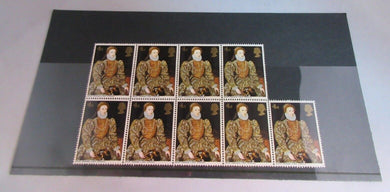1968 ELIZABETH I BRITISH PAINTINGS 4d 9 STAMPS MNH WITH CLEAR FRONT STAMP HOLDER