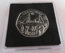 Load image into Gallery viewer, 1990 QEII CHRISTMAS COLLECTION FERRY MINT MARK AA FIFTY PENCE COIN BOX &amp; COA
