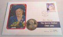 Load image into Gallery viewer, 1900-2000 HM QUEEN ELIZABETH QUEEN MOTHER PROOF ASCENSION IS 50P CROWN COVER PNC
