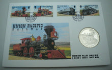 Load image into Gallery viewer, 1992 UNION PACIFIC RAILWAY ISLE OF MAN 1992 BUNC 1 CROWN COIN COVER PNC &amp; COA
