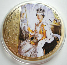 Load image into Gallery viewer, 1952-2012 THE DIAMOND JUBILEE OF HER MAJESTY THE QUEEN LARGE GOLD PLATED MEDAL
