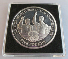 Load image into Gallery viewer, 2005 60TH ANNIVERSARY END OF WORLD WAR II S/PROOF £5 COIN BOX &amp; COA
