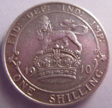 Load image into Gallery viewer, 1910 KING EDWARD VII BARE HEAD aEF .925 SILVER ONE SHILLING COIN IN CLEAR FLIP
