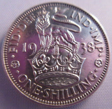 Load image into Gallery viewer, 1938 KING GEORGE VI BARE HEAD .500 SILVER UNC ONE SHILLING COIN &amp; CLEAR FLIP E1
