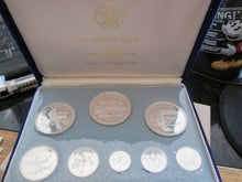 Load image into Gallery viewer, 1975 COINAGE OF BELIZE STERLING SILVER 8 COIN SET box coa and outer box
