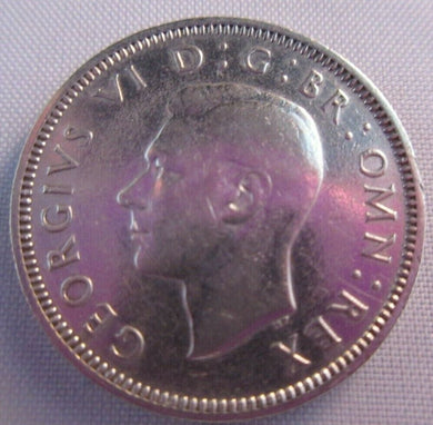 1946 KING GEORGE VI BARE HEAD .500 SILVER UNC ONE SHILLING COIN & CLEAR FLIP S1