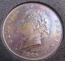 Load image into Gallery viewer, 1826 GEORGE IV HALF PENNY IN aUNCIRCULATED WITH STUNNING TONE RARE GRADE
