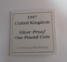 Load image into Gallery viewer, 1997 3 Lions of England Silver Proof UK Royal Mint £1 Coin Boxed With COA

