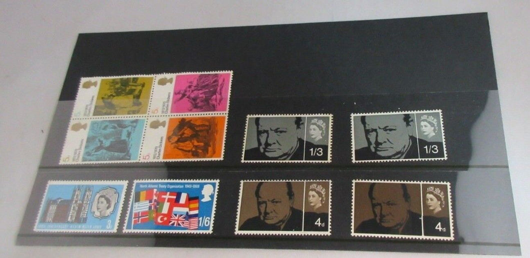 VARIOUS STAMPS MNH 10 X STAMPS - 1965 - 1970 IN CLEAR FRONTED STAMP HOLDER