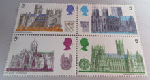 Load image into Gallery viewer, 1969 CATHEDRALS 5d 6 STAMPS MNH WITH CLEAR FRONTED STAMP HOLDER
