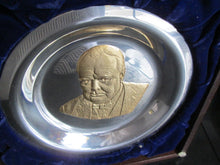 Load image into Gallery viewer, The Churchill Centenary Plate in Sterling Silver with Rolled gold Bust 324 grams
