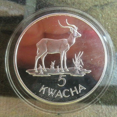 1979 ROYAL MINT ZAMBIA CONSERVATION African Longhorn SILVER 5 KWACHA COIN