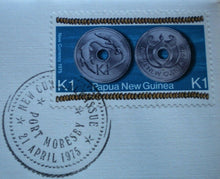 Load image into Gallery viewer, 1975 PAPUA NEW GUINEA FIRST OFFICIAL COINAGE,K1 PROOF COIN,STAMP,P-MARK,COA PNC
