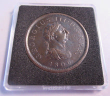Load image into Gallery viewer, 1806 GEORGE III HALF PENNY 3 BERRIES EF+ PRESENTED IN QUADRANT CAPSULE AND BOX
