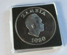 Load image into Gallery viewer, 1980 YEAR OF THE CHILD ZAMBIA 10 KWATCHA SILVER PROOF COIN COA &amp; BOX
