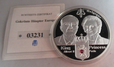 2012 ROYAL DYNASTIES OF EUROPE KING ALBERT PRINCESS PAOLA S/P PROOF MEDAL & COA
