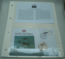 Load image into Gallery viewer, 2008 BATTLE OF BRITAIN, HISTORY OF THE ROYAL AIR FORCE PROOF £5 COIN COVER PNC
