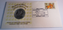 Load image into Gallery viewer, 1974 GREAT BRITONS OWEN GLENDOWER MEDALLIC 1ST DAY COVER SILVER PROOF MEDAL PNC
