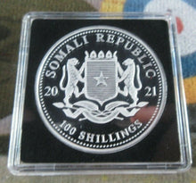 Load image into Gallery viewer, 2021 AFRICA WILDLIFE ELEPHANT 100 SHILLINGS 1oz .999 BU silver QUAD CAPSULE
