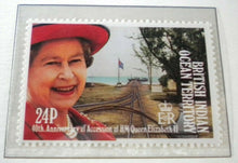 Load image into Gallery viewer, 1952-1992 QEII 40TH ANNIV OF THE ACCESSION  5 X B.I.O.TERRITORY MNH STAMPS/INFO
