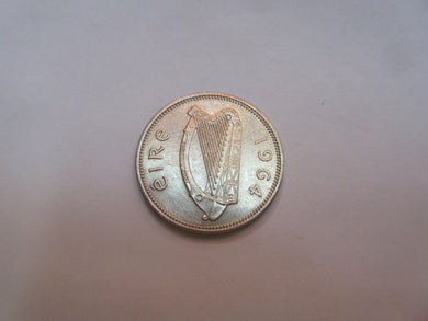 1964 Ireland EIRE 1 SHILLING Coin reverse BULL obverse Harp