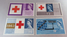 Load image into Gallery viewer, 1963-64 QEII RED CROSS COMMONWEALTH CABLE &amp; SHAKESPEARE PRE DECIMAL STAMPS MNH
