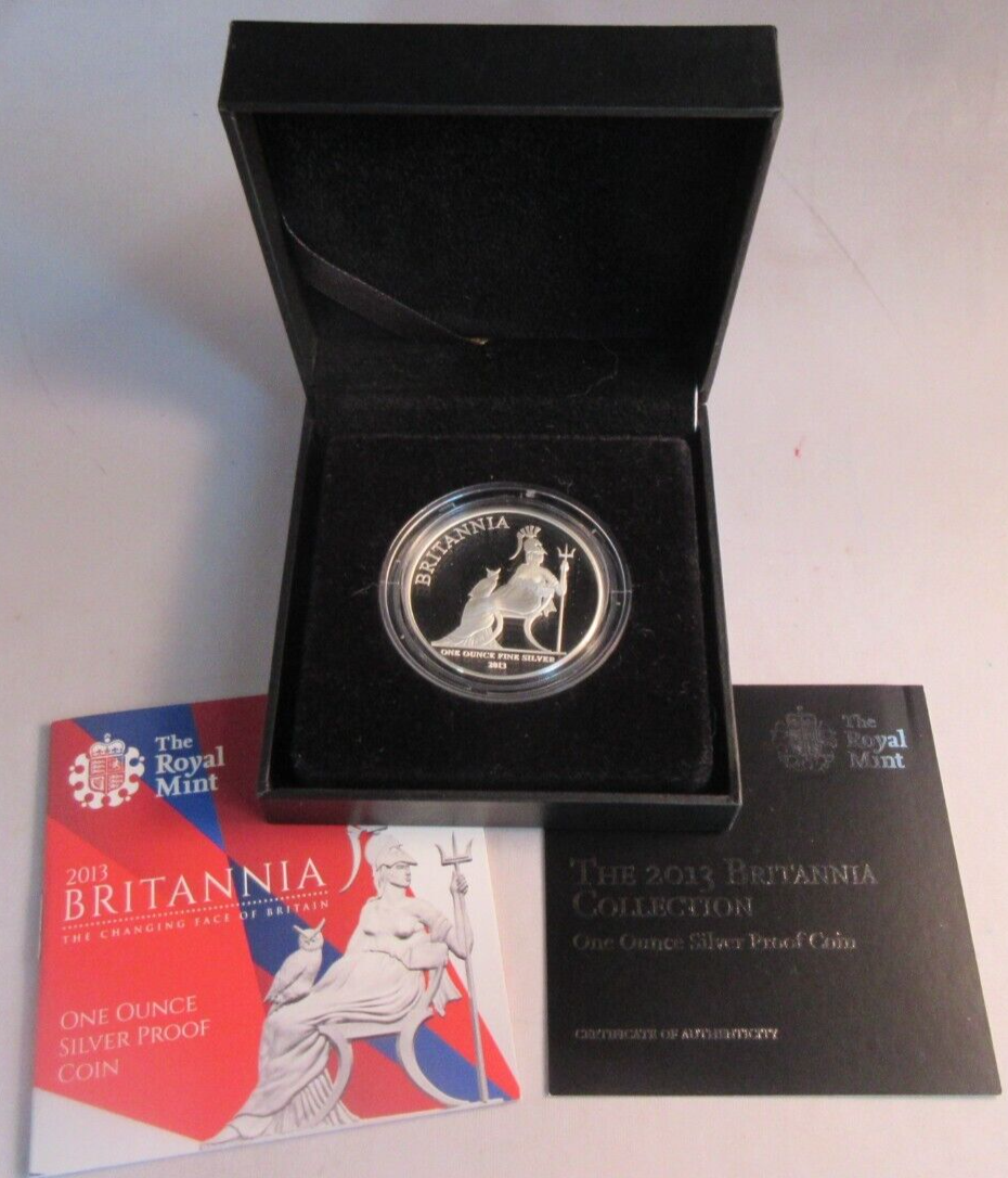 2013 BRITANNIA FINE SILVER PROOF 1oz £2 TWO POUND COIN ROYAL MINT BOX AND COA