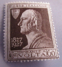 Load image into Gallery viewer, 1927 POSTE ITALIANE ONORANZE VOLTA 1827-1927 20c, 50c, 60c &amp; 1.25Lire STAMPS MNH
