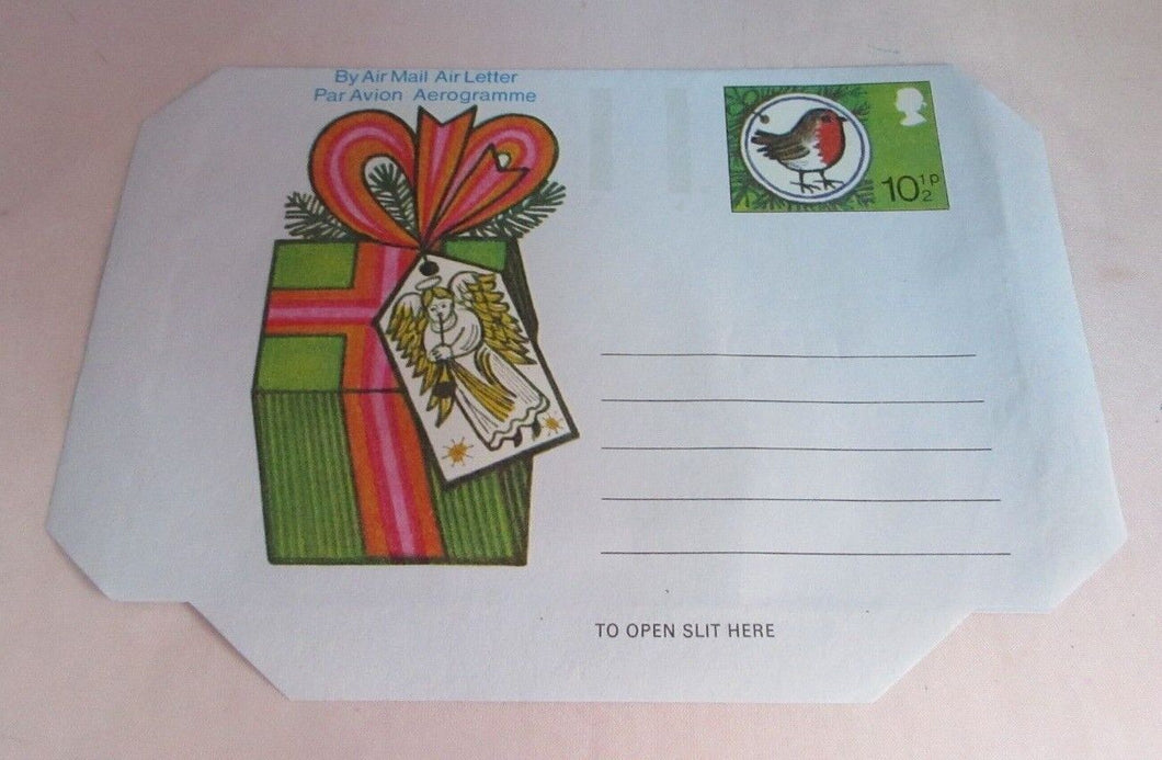 AIR MAIL LETTER QUEEN ELIZABETH II CHRISTMAS 10 1/2p UNUSED