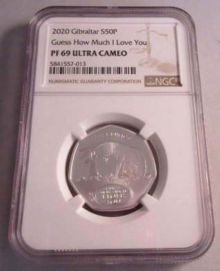 2020 GIBRALTAR GUESS HOW MUCH I LOVE YOU PF69 ULTRA CAMEO NGC SLABBED COIN