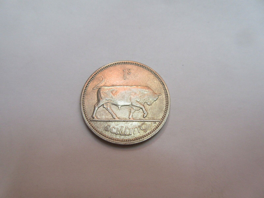 1962 Ireland EIRE 1 SHILLING Coin reverse BULL obverse Harp