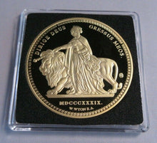 Load image into Gallery viewer, 2006 UNA &amp; THE LION GOLD PLATED COPPER PROOF RESTRIKE IN QUAD CAPSULE &amp; BOX
