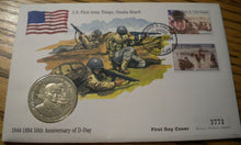 Load image into Gallery viewer, 1994 US FIRST ARMY TROOPS OMAHA BEACH 50TH ANNIVER D-DAY 5 CROWN COIN COVER PNC
