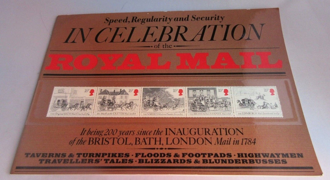 1984 ROYAL MAIL SPEED, REGULARITY & SECURITY 5 MNH STAMPS & PAPERBACK BOOK