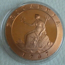 Load image into Gallery viewer, COPPER PENNY RE-STRIKE  BRITANNIA 1797 WITH CERTIFICATE OF AUTHENTICITY &amp; BOX

