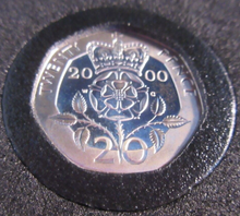 Load image into Gallery viewer, 2000 QEII MILLENNIUM SILVER PROOF TWENTY PENCE 20P COIN BOX &amp; COA
