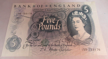 Load image into Gallery viewer, 1967 FFORDE FIVE POUND £5 NOTE JAN 1967 UNC 15D 733176
