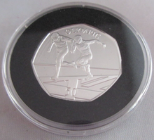 Load image into Gallery viewer, TOKYO 2020 SUMMER OLYMPIC SPRINTING SILVER PROOF FIFTY PENCE 50P 2021 BOX &amp; COA
