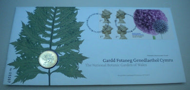 2000 THE NATIONAL BOTANIC GARDEN OF WALES  £1 COIN COVER, STAMPS, POSTMARKS PNC