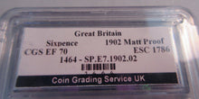 Load image into Gallery viewer, 1902 EDWARD VII MATT PROOF SILVER SIXPENCE EF70 CGS UK SLABBED COIN
