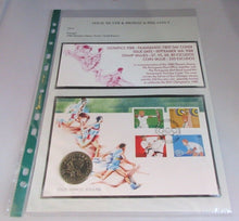 Load image into Gallery viewer, 1988 JOGOS OLIMPICOS SEOUL COIN COVER WITH POSTAGE STAMPS AND POSTMARK PNC
