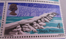 Load image into Gallery viewer, 1968 TARR STEPS PREHISTORIC 4d BLOCK OF 8 STAMPS MNH INCLUDES STAMP HOLDER
