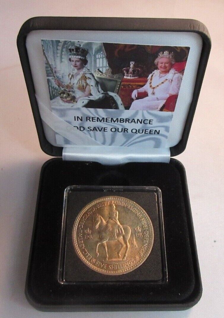 1953 QUEEN ELIZABETH II IN REMEMBRANCE PROOF 5 SHILLINGS CROWN COIN BOX&COA