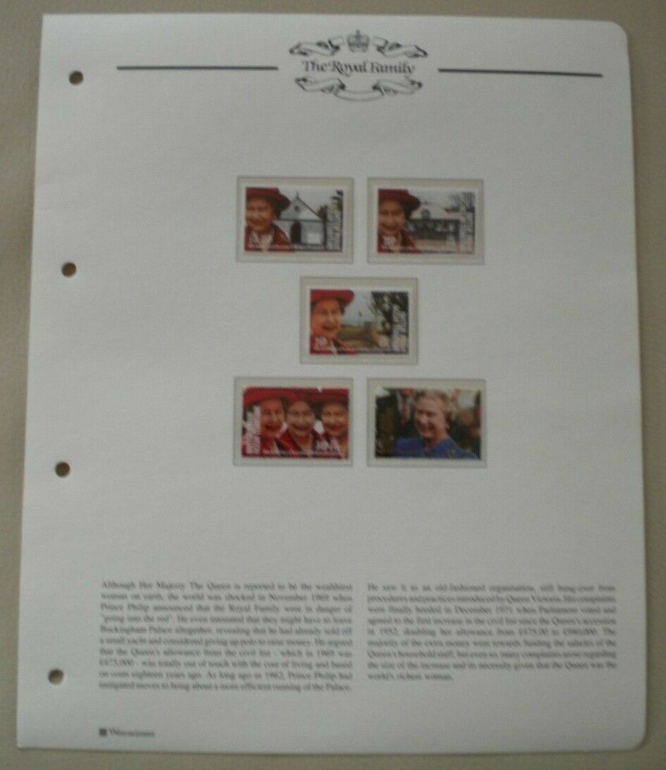 1952-1992 QEII 40TH ANNIV OF THE ACCESSION  5 X B.I.O.TERRITORY MNH STAMPS/INFO