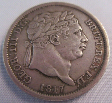 1817 GEORGE III SILVER SHILLING UNC PRESENTED IN CLEAR FLIP
