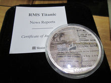 Load image into Gallery viewer, 2005 RMS TITANIC COLOURED 1oz .999 SILVER EAGLE DOLLAR WITH Box/COA NEWS REPORTS
