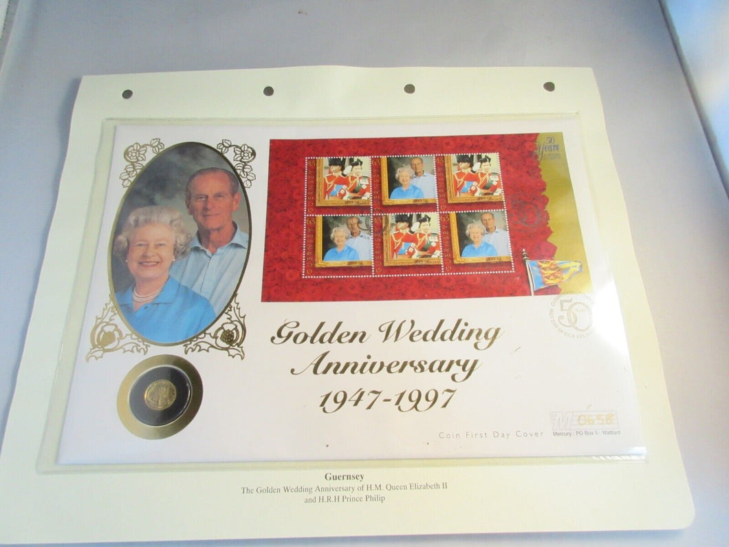 Gold Proof Golden Wedding 1997 £5 Guernsey 24ct 1/25 oz Coin PNC No 0658
