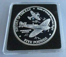 Load image into Gallery viewer, 2007 HISTORY OF THE RAF SUPERMARINE SPITFIRE S/PROOF £5 FIVE POUND CROWN BOX COA
