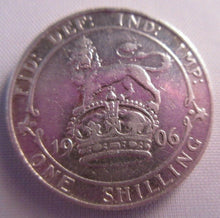 Load image into Gallery viewer, 1906 KING EDWARD VII BARE HEAD VF+ .925 SILVER ONE SHILLING COIN IN CLEAR FLIP
